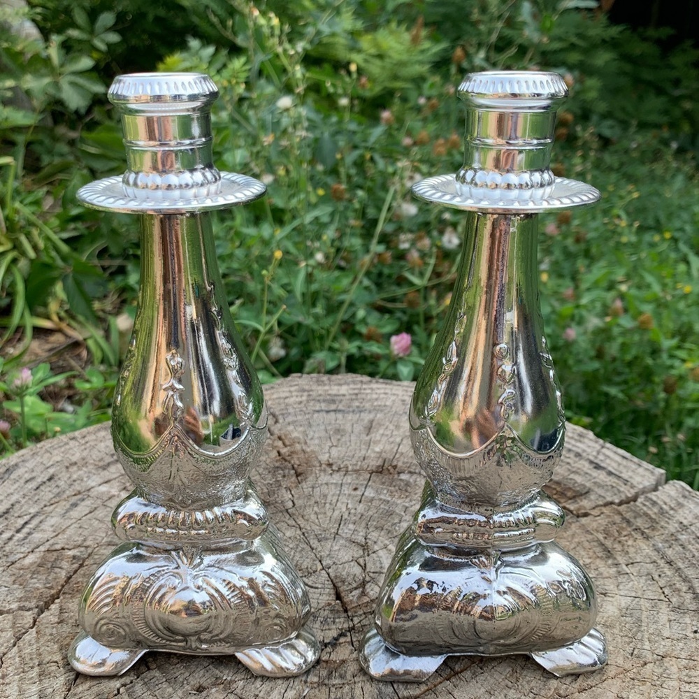 Vintage Avon imperial garden candlestick cologne bottle set